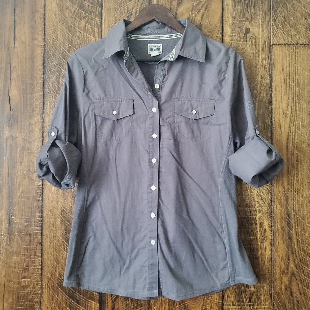 button down shirt large gray converse
